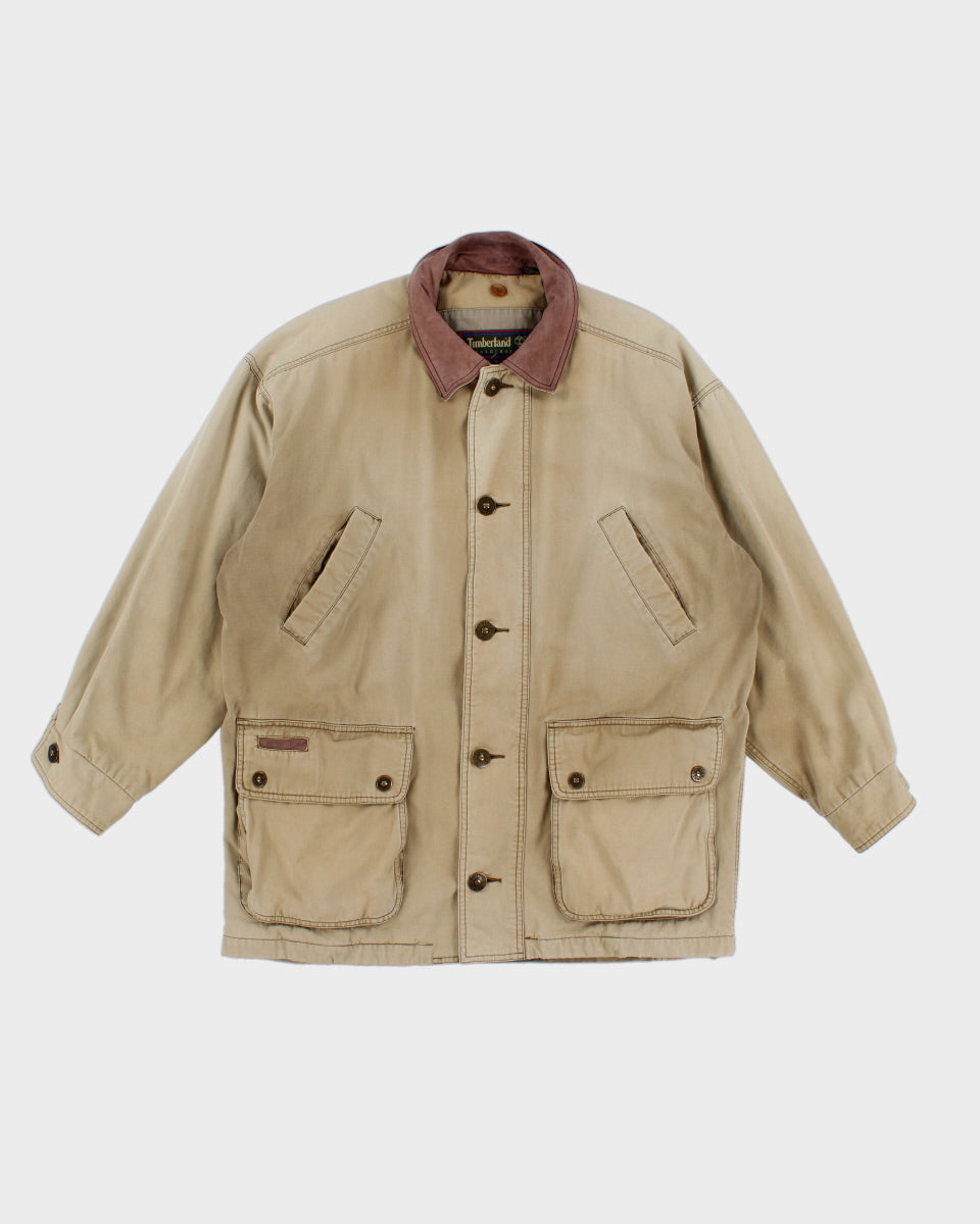 Mens Faded Beige Timberland Button Up Jacket - M