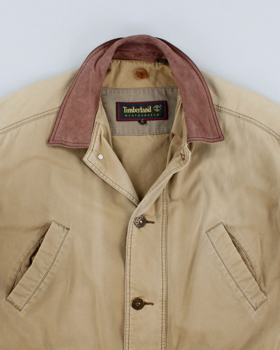 Mens Faded Beige Timberland Button Up Jacket - M
