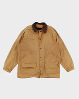 Mens Beige Mustard Canvas Wool Lined Jacket - L
