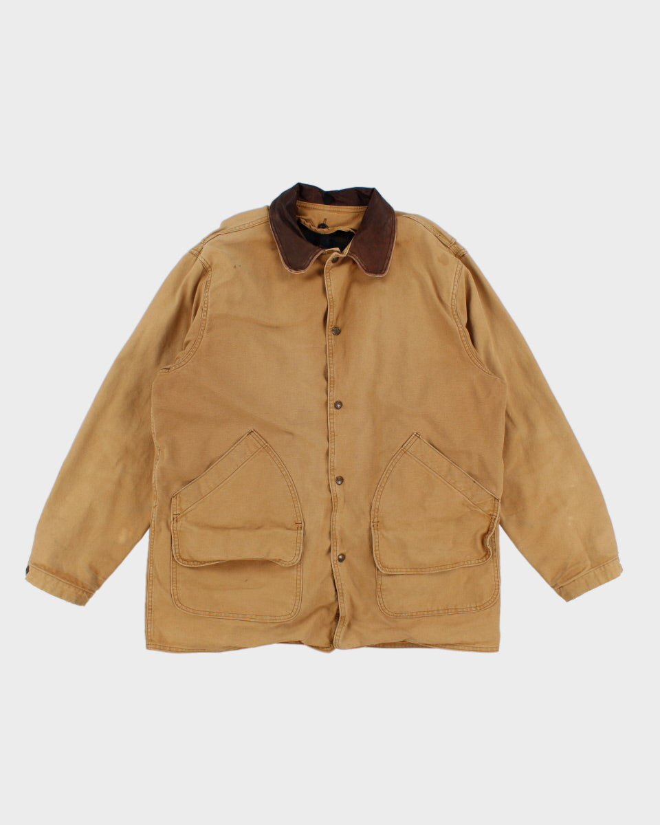 Mens Beige Mustard Canvas Wool Lined Jacket - L