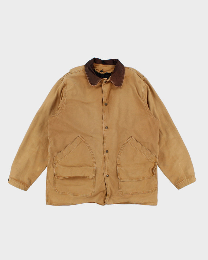 Mens Beige Mustard Canvas Wool Lined Jacket - L
