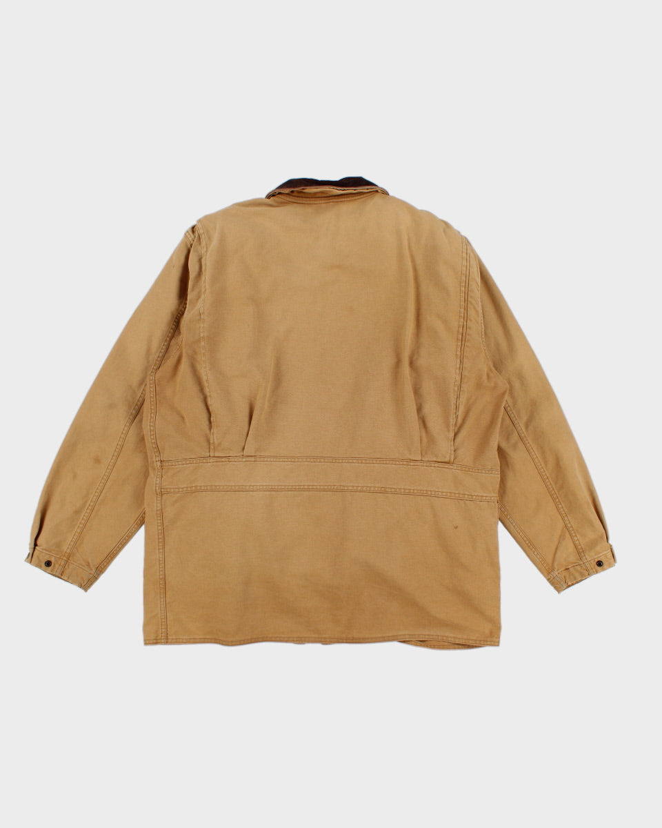 Mens Beige Mustard Canvas Wool Lined Jacket - L