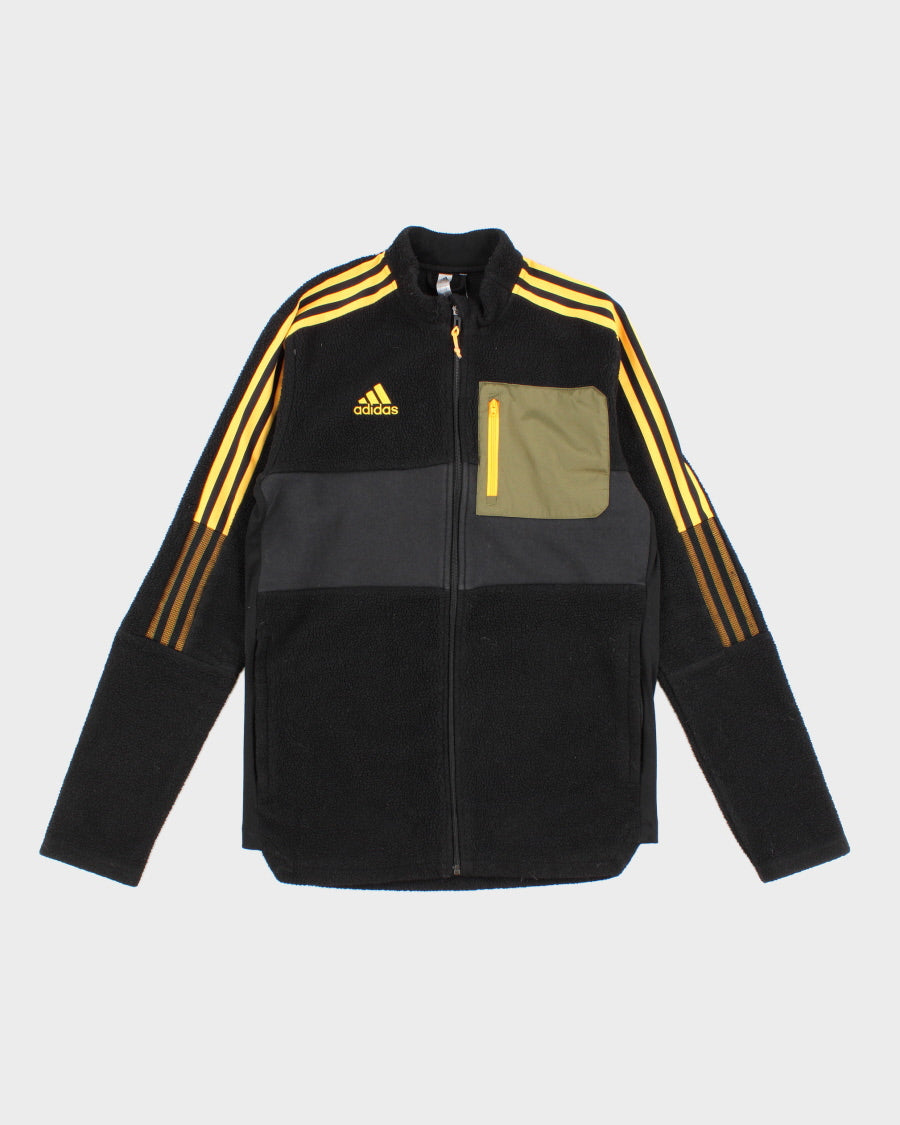 Mens Black Adidas Fleece Zip Up Jacket - M