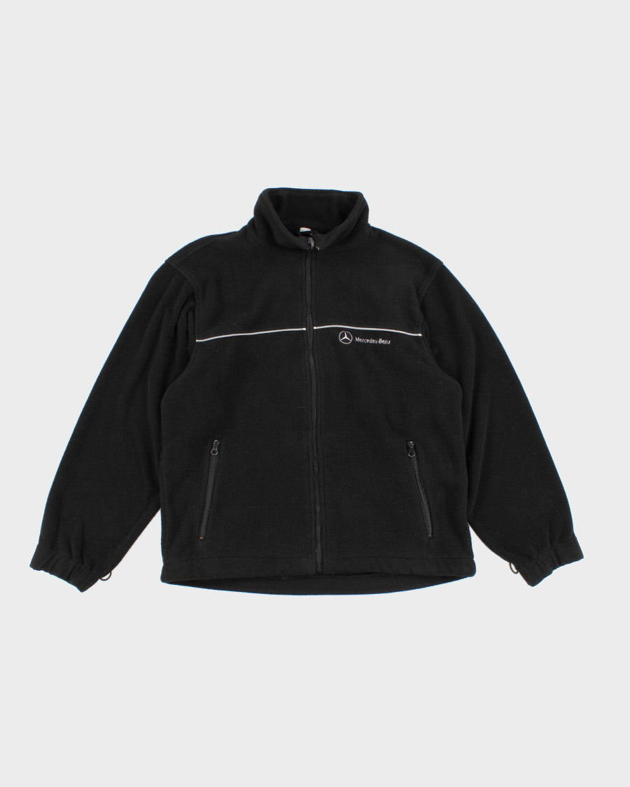 Mens Black Mercedes Benz |Fleece Zip Up Jacket - M