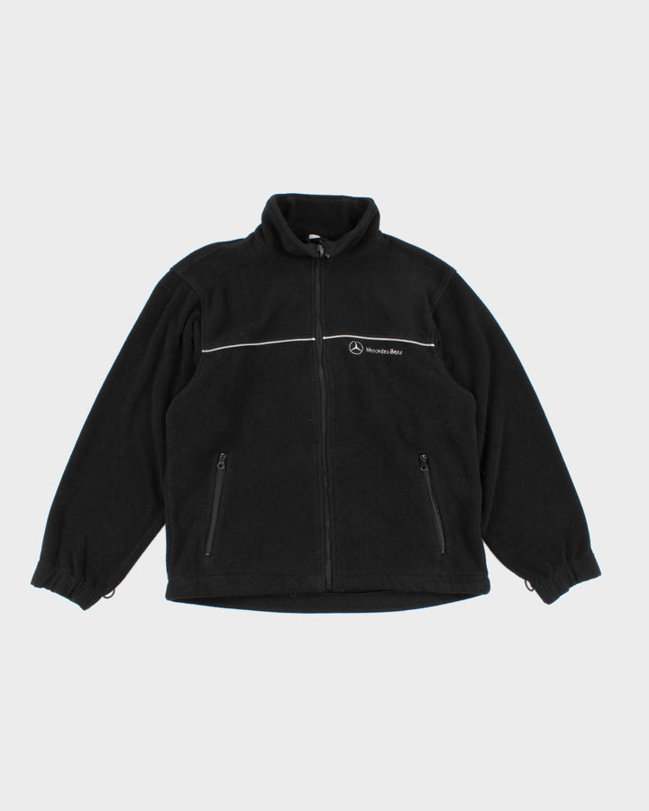 Mens Black Mercedes Benz |Fleece Zip Up Jacket - M