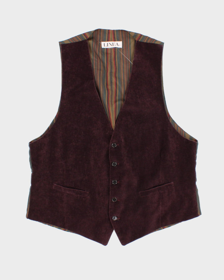 Vintage Linea Purple Velvet Waistcoat - L