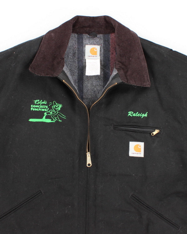 Mens Black Carhartt Plumping Embroidered Duck Jacket - XL