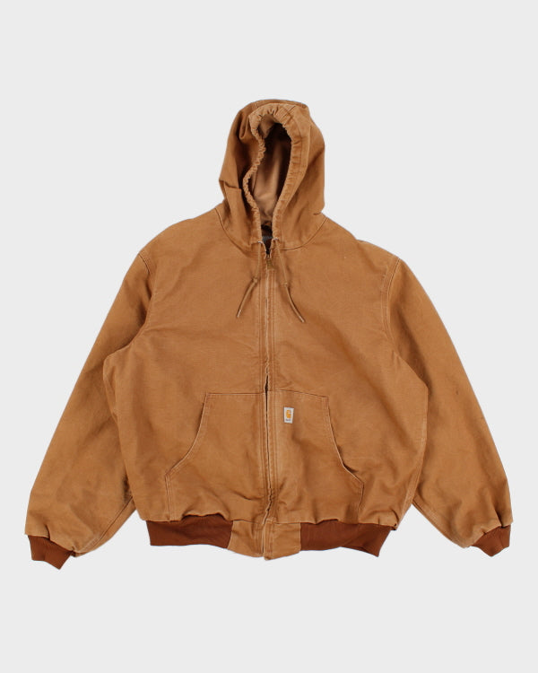 Mens Beige Carhartt Canvas Hooded Jacket - XL
