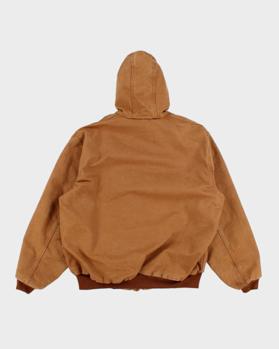 Mens Beige Carhartt Canvas Hooded Jacket - XL