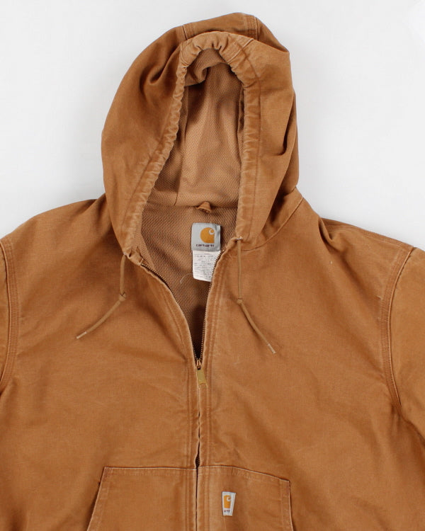 Mens Beige Carhartt Canvas Hooded Jacket - XL