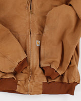 Mens Beige Carhartt Canvas Hooded Jacket - XL