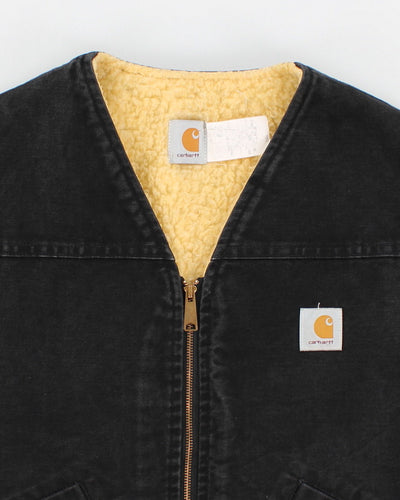 Vintage Carhartt Sherpa Lined Sleeveless Work Wear Jacket - XL