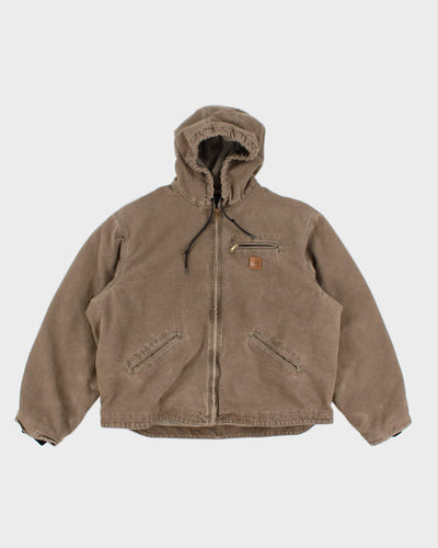 Vintage Carhartt Fleece Lined Hooded Work Wear Jacket - XXL