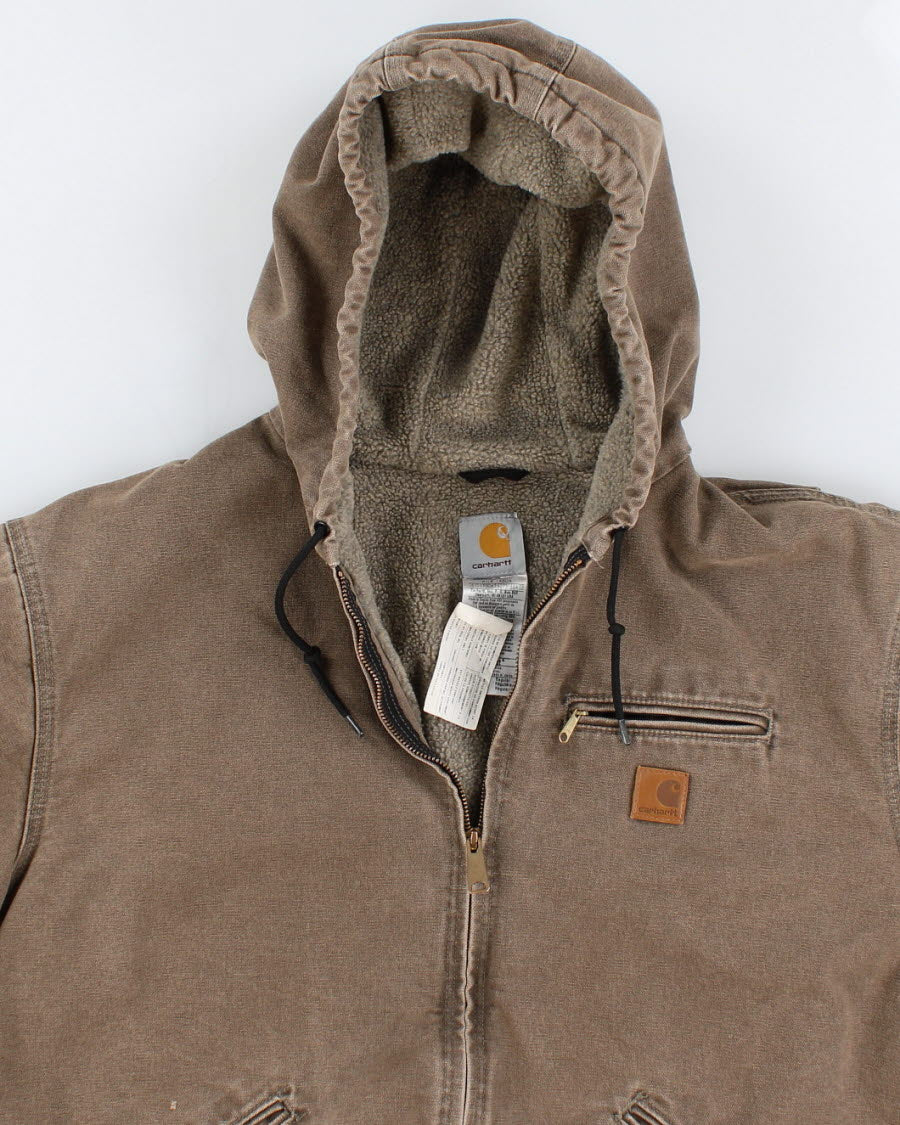 Vintage Carhartt Fleece Lined Hooded Work Wear Jacket - XXL