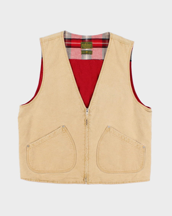 Vintage Evergreen Flannel Lined Sleeveless Jacket - L