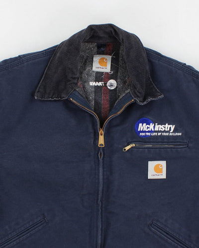 Vintage Carhartt Fleece Lined Navy Work Wear Jacket - XL