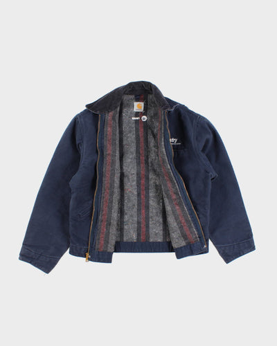 Vintage Carhartt Fleece Lined Navy Work Wear Jacket - XL