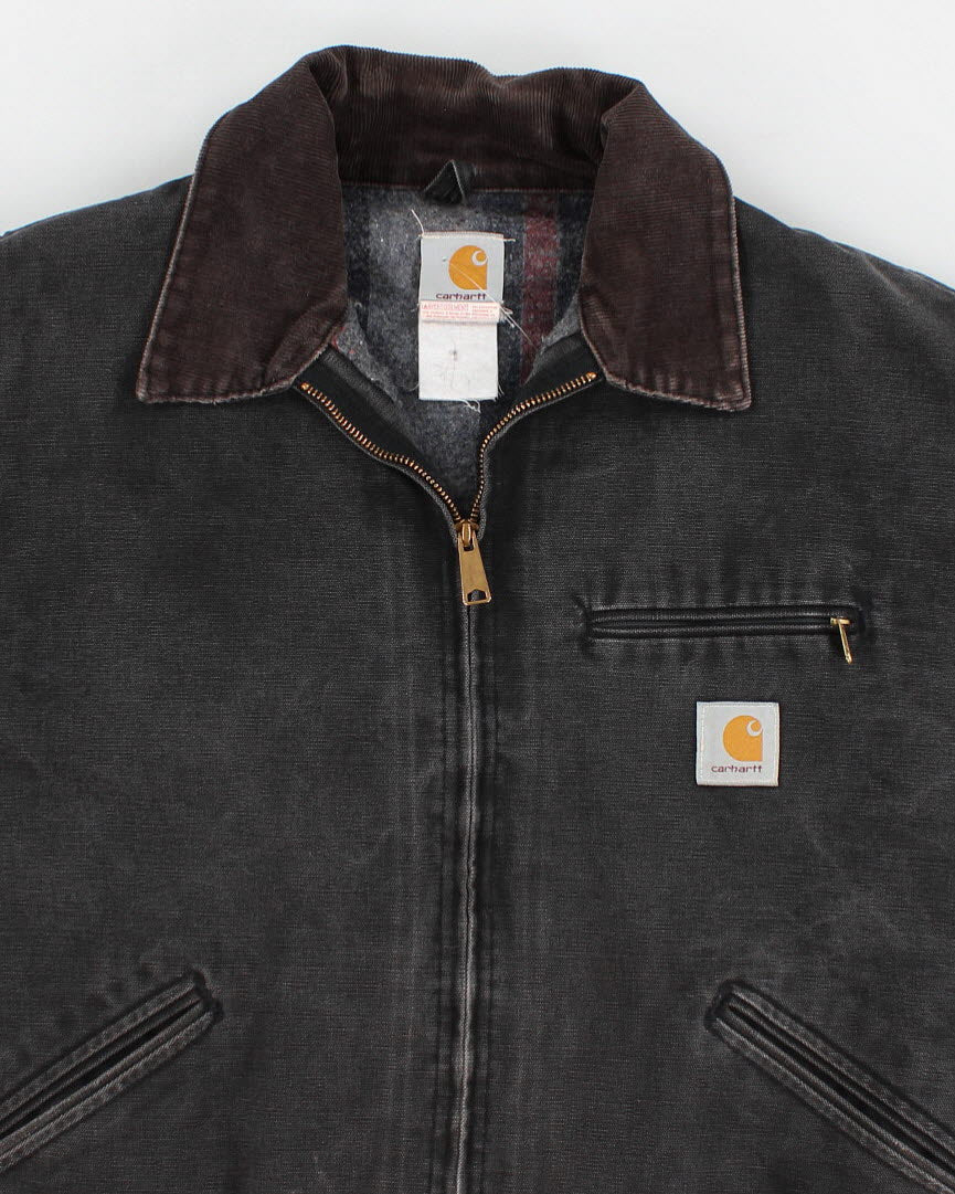 Vintage Carhartt Dream Wear Faded Black Fleece Lined Work Wear Jacket - XXXL