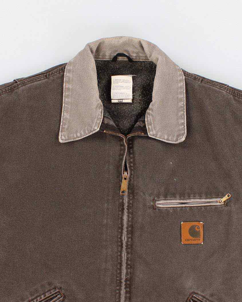 Vintage Carhartt Fleece Lined Brown Work Wear Jacket - XL