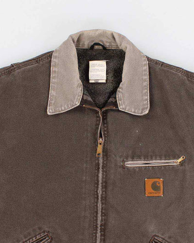 Vintage Carhartt Fleece Lined Brown Work Wear Jacket - XL