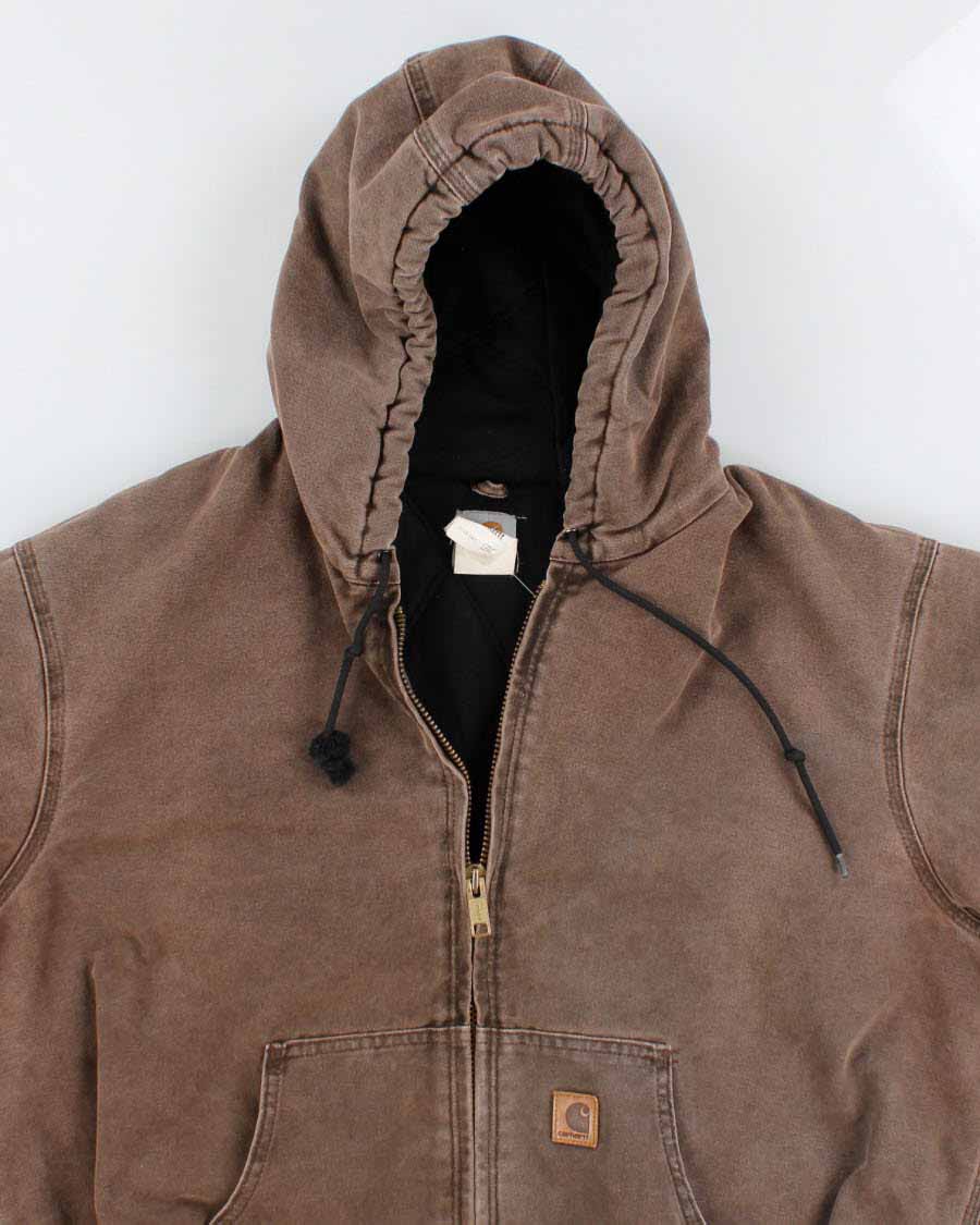 Vintage Carhartt Hooded Brown Work Wear Jacket - XL