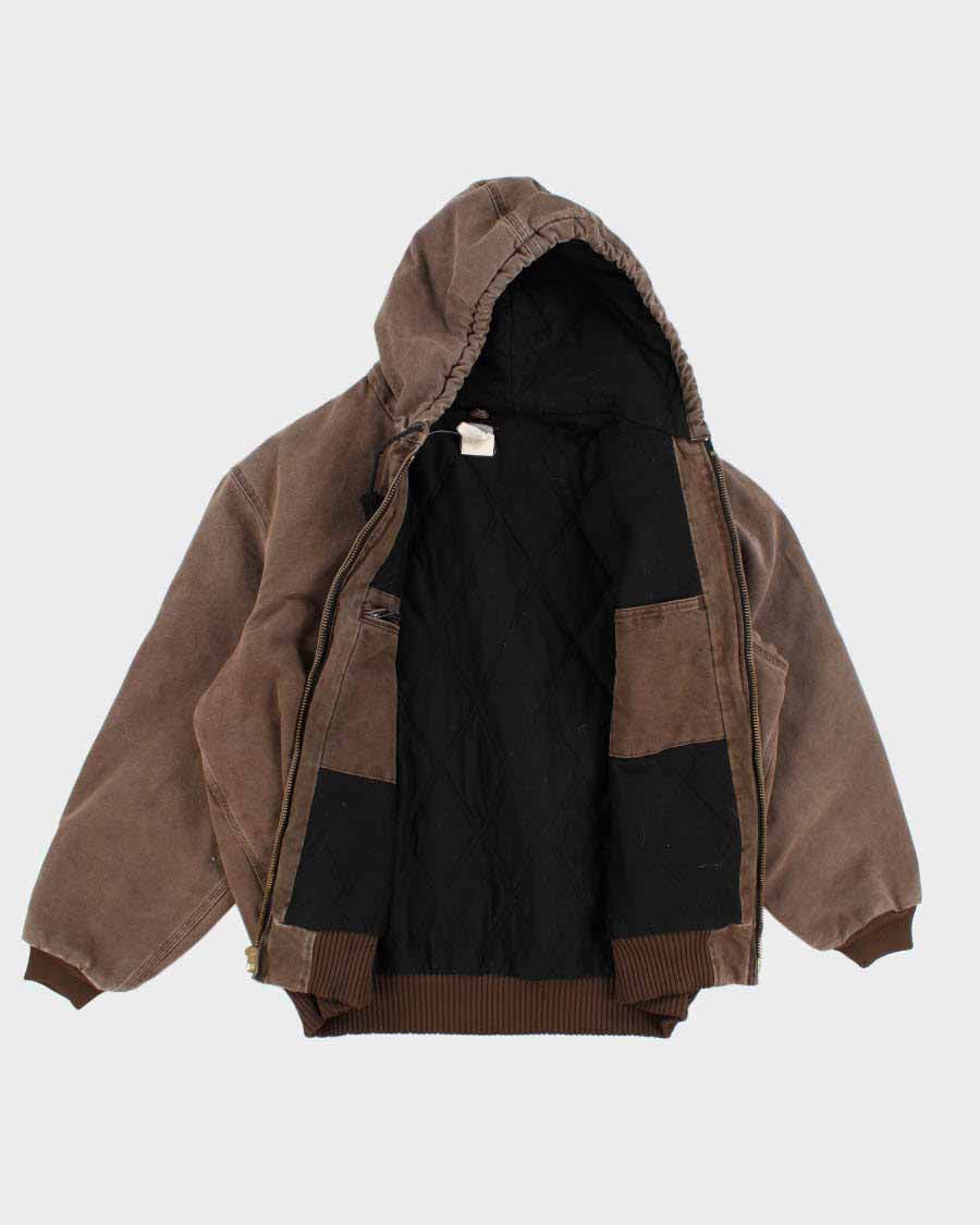Vintage Carhartt Hooded Brown Work Wear Jacket - XL