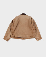 Vintage Carhartt Fleece Lined Beige Work Wear Jacket - XXL