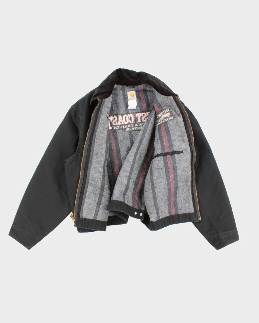 Vintage Carhartt Fleece Lined Black Work Wear Jacket - XXL