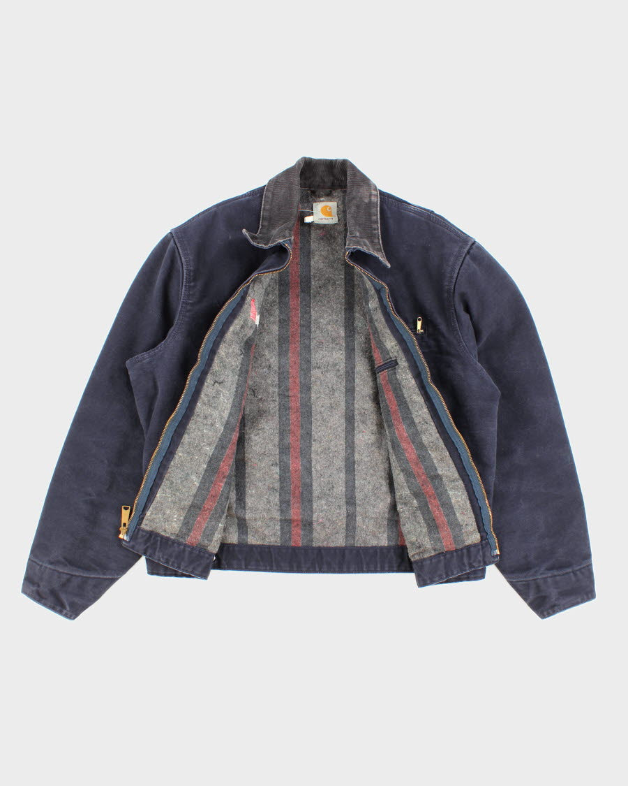 Vintage Carhartt Fleece Lined Navy Work Wear Jacket - L