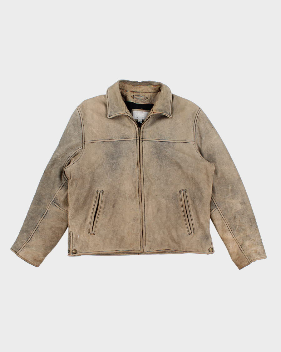 Vintage Men's Khaki Tan Leather Jacket - L