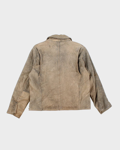Vintage Men's Khaki Tan Leather Jacket - L