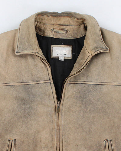 Vintage Men's Khaki Tan Leather Jacket - L