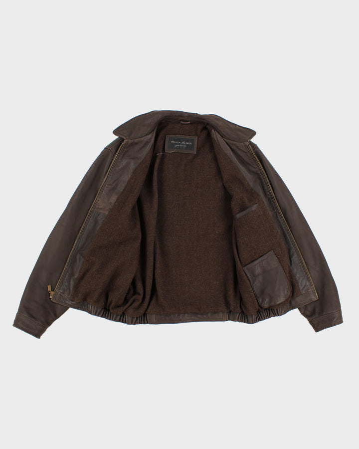 Reilly Olmes Fleece Lined Dreamy Brown Leather Jacket - L