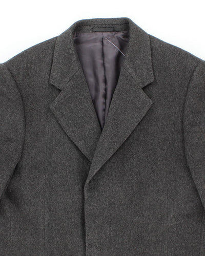 Vintage Men's Pure Wool Grey Overcoat - M/L