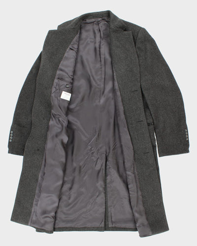 Vintage Men's Pure Wool Grey Overcoat - M/L