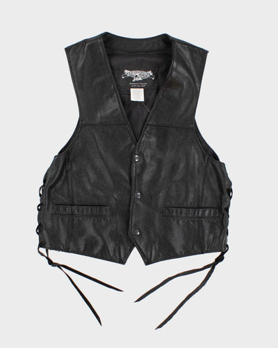 Vintage Men's Black leather Vest - S