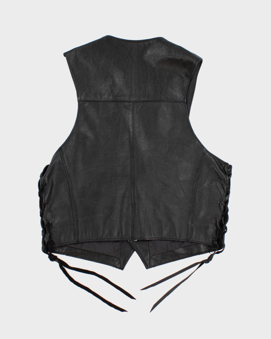 Vintage Men's Black leather Vest - S