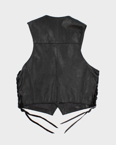 Vintage Men's Black leather Vest - S