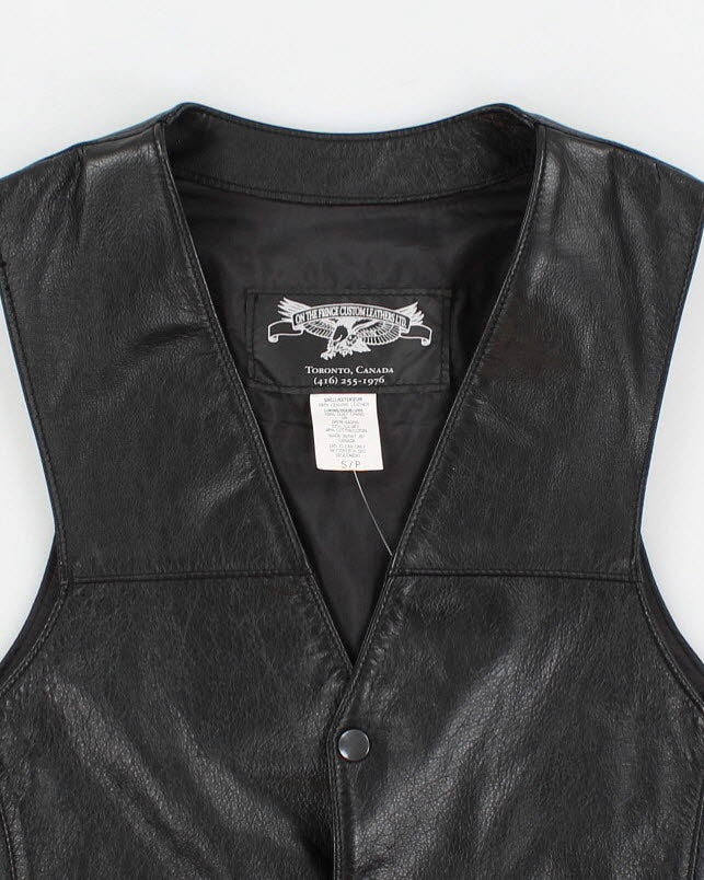 Vintage Men's Black leather Vest - S