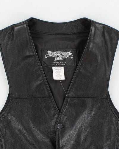 Vintage Men's Black leather Vest - S