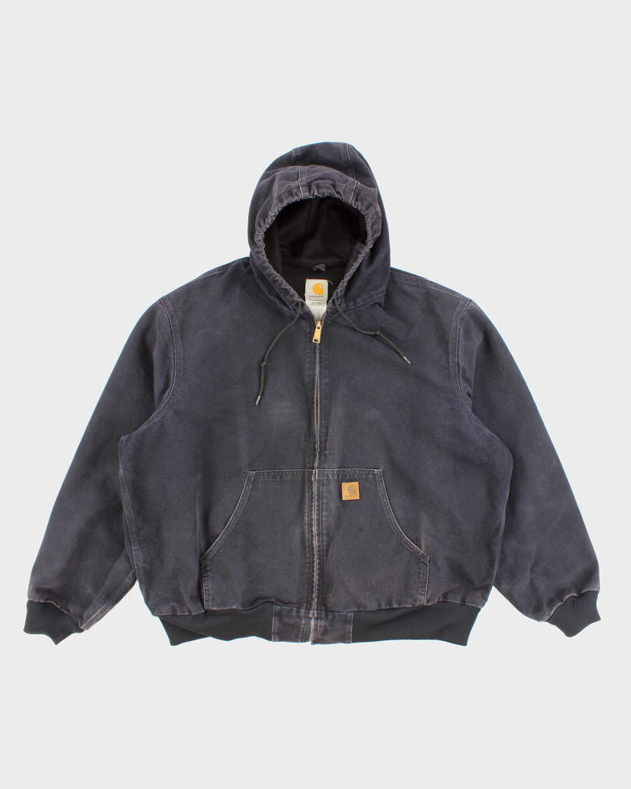 Vintage Men's Blue Zip Up Hooded Carhartt Jacket - XXL