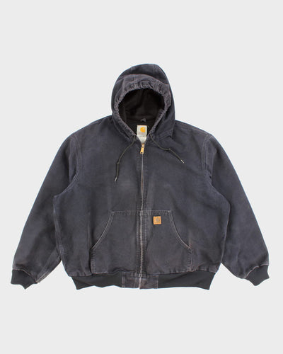 Vintage Men's Blue Zip Up Hooded Carhartt Jacket - XXL
