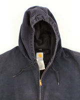Vintage Men's Blue Zip Up Hooded Carhartt Jacket - XXL