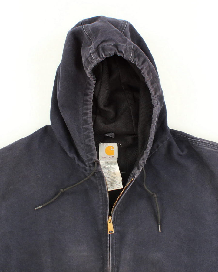 Vintage Men's Blue Zip Up Hooded Carhartt Jacket - XXL