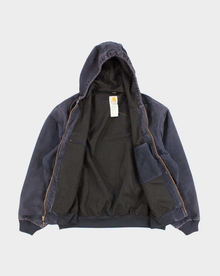 Vintage Men's Blue Zip Up Hooded Carhartt Jacket - XXL
