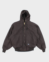 Men's Black Wallo Work Wear Hooded Zip up Jacket - S/M