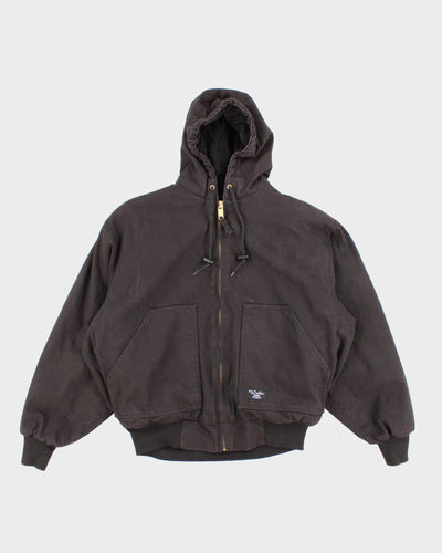 Men's Black Wallo Work Wear Hooded Zip up Jacket - S/M