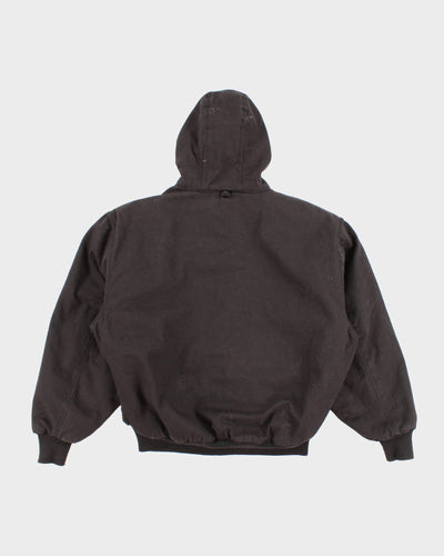 Men's Black Wallo Work Wear Hooded Zip up Jacket - S/M