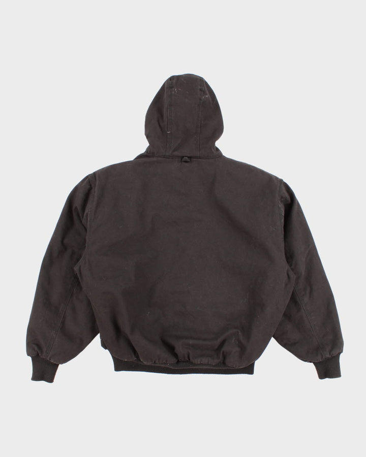 Men's Black Wallo Work Wear Hooded Zip up Jacket - S/M