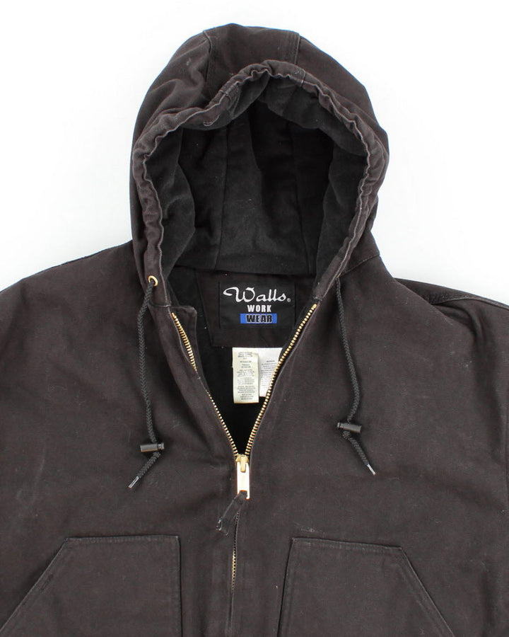 Men's Black Wallo Work Wear Hooded Zip up Jacket - S/M – Rokit